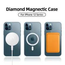 Manyetik durumda iPhone 12 Pro Max 12 mini durumda Magsafe için kablosuz şarj darbeye tam koruma PC + TPU kılıfı Joyroom