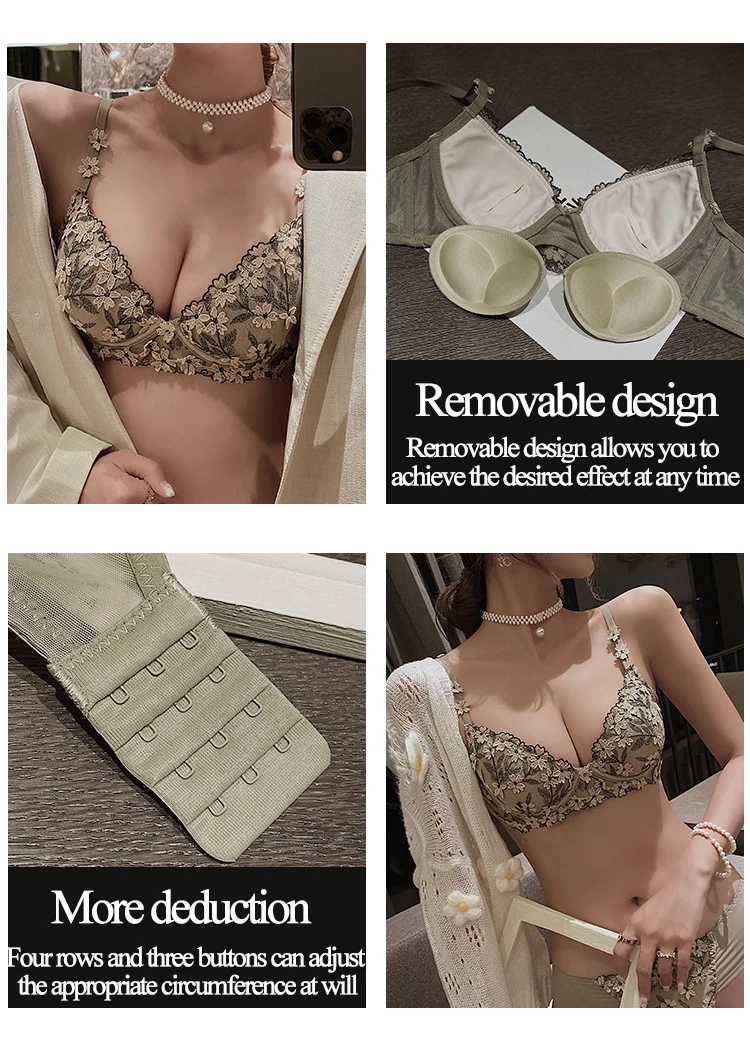 Small Breasts Gathered Bra Half A Cup Of Bra Adjustment Type Breast Support Sexy Embroidered Underwear bralette sets