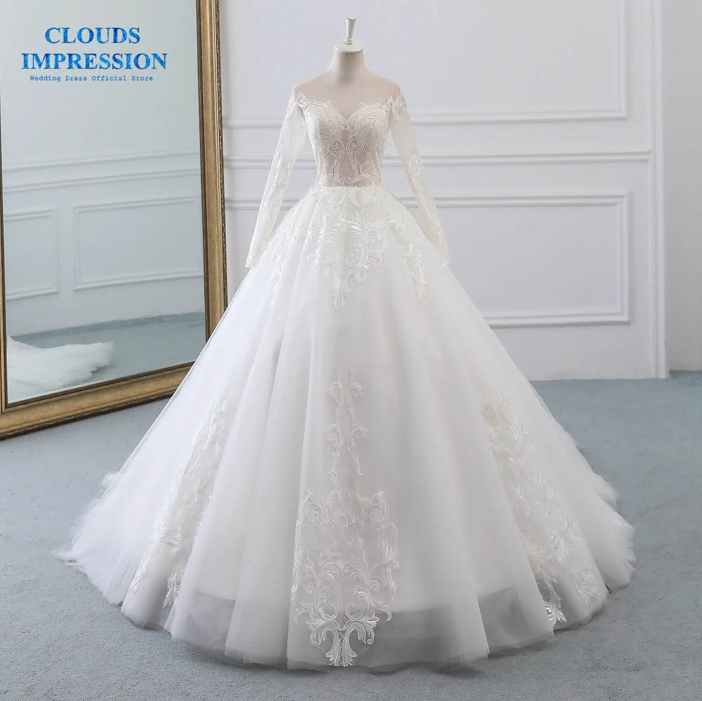 

Real Photo Sexy Sweetheart long Sleeve 2019 Wedding Dress Bride Ball Gown Bride Dress Plus Size Vestidos de Novia