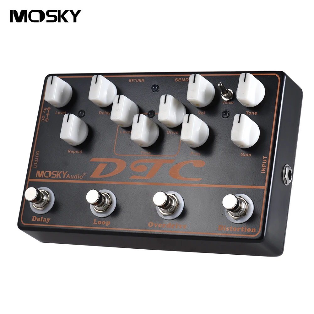 MOSKY DTC 4-в-1 Электрогитары педаль искажения+ Overdrive+ петли+ эффектов байпасс Аксессуары для гитары гитарные части
