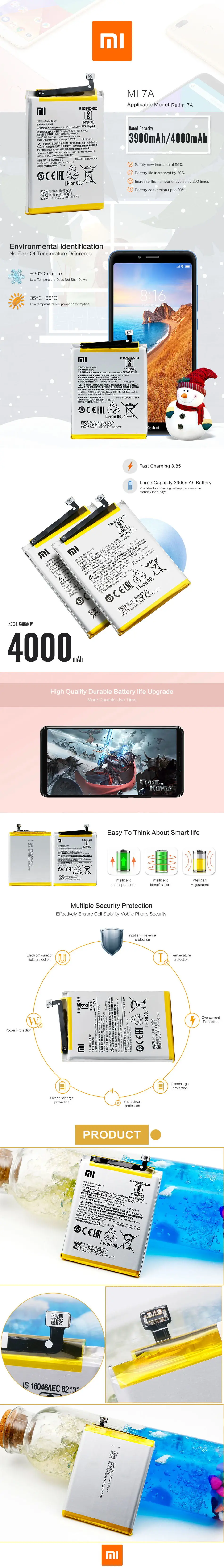 XiaoMi аккумулятор BN49 для Xiaomi Redmi 7A Замена 4000 мАч аккумулятор для телефона большой емкости