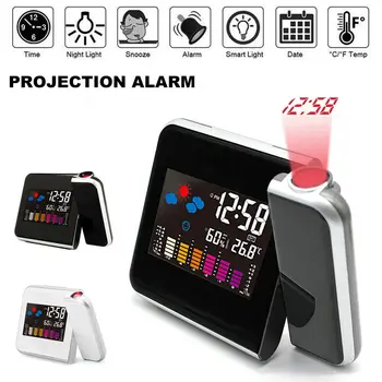 

Smart LED Digital Projection Alarm Clock LCD Display Temperature Humidity Time Projector Calendar Snooze Desk Table LED Clock