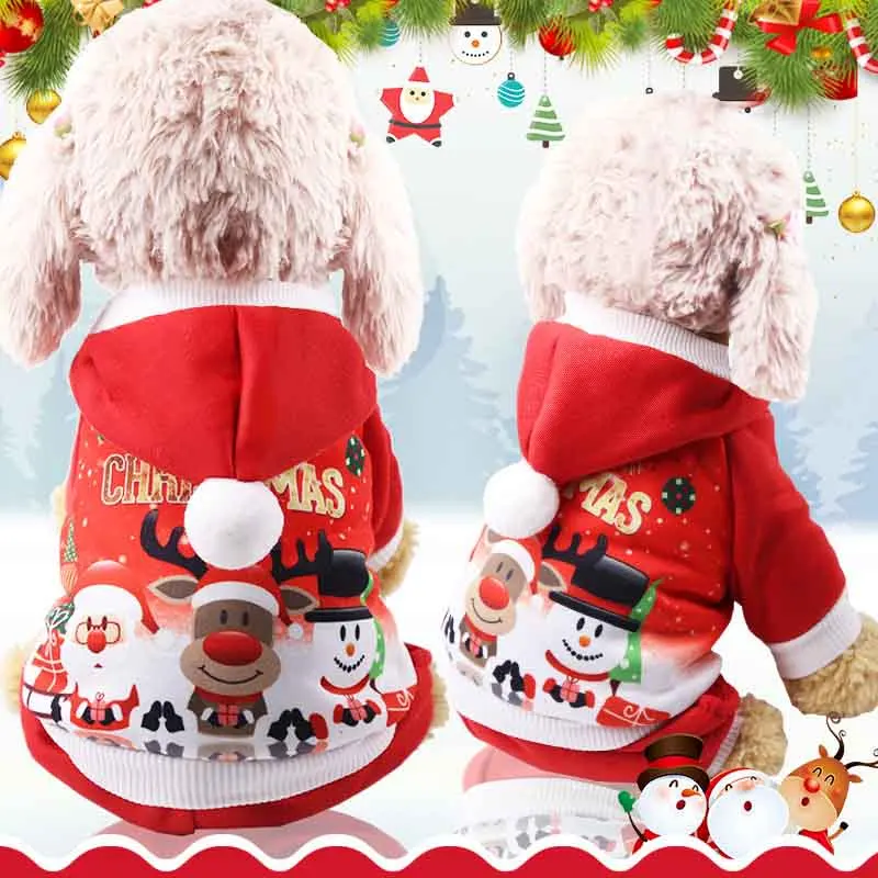 Рождественская одежда с принтом в виде собак акриловые собак зимние Костюмы XS-XXL собака пижамы для щенков, крупных собак Комбинезоны Хэллоуин для собак и котов вещи