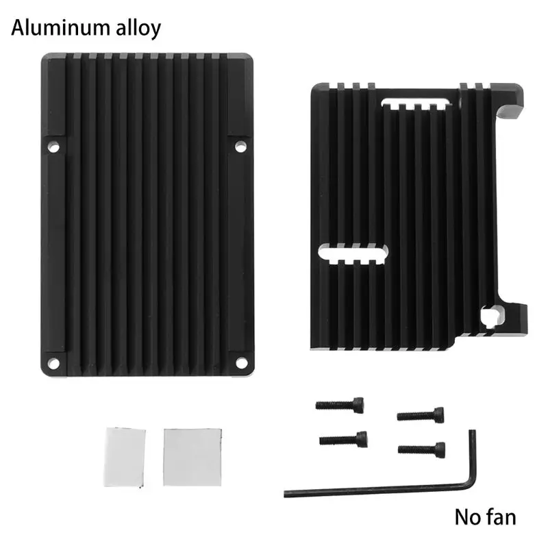 

Aluminum Alloy Enclosure Case Metal Shell Black Box Radiating Plate Heatsink Cooler for Raspberry Pi 4 Model B R2JB