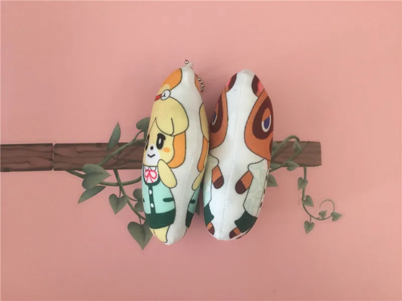 Animal Crossing Plush Keychain Raymond New Horizons Raccoon Leaf Kohlrabi Fossil Amiibo Isabelle Key Bag Pendants Dolls 10pcs  (26)