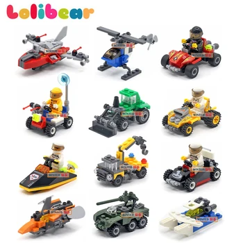 

Mini Transportation Army Military Blocks Assembled Car Tank Compatible Building City Police Plane Brick Handmade Model Toys Kids