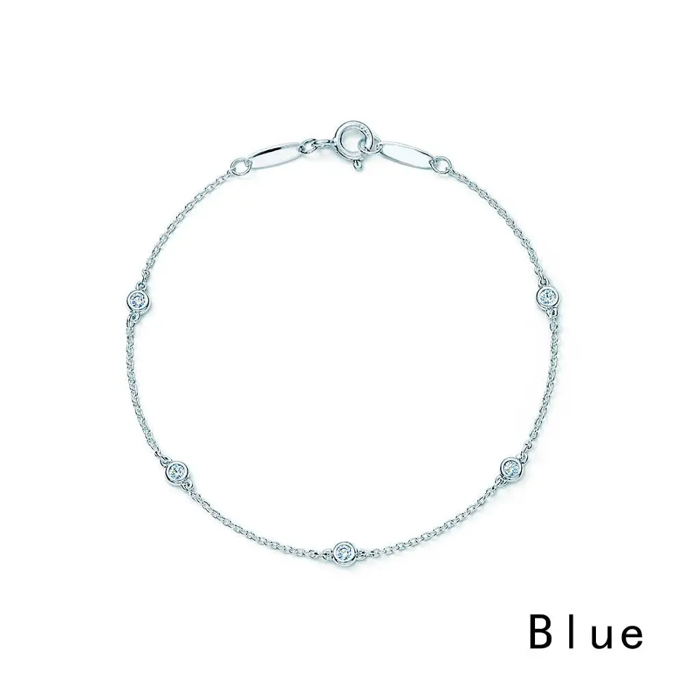 SL 04 TFX RLLEN Quality Original 925 Silver Classic Elegant Fashion Bracelet with Logo Woman Girl DIY Jewelry Gift Wholesale - Цвет камня: 8