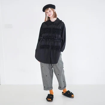 Retro girls' plaid  and wide leg Pants