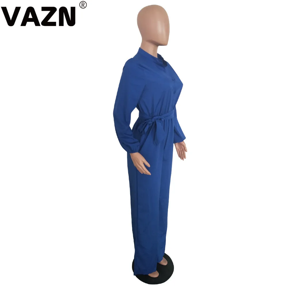 VAZN продукт летний сексуальный женский зеленый комбинезон с длинным рукавом и v-образным вырезом на пуговицах Женский комбинезон уличная одежда