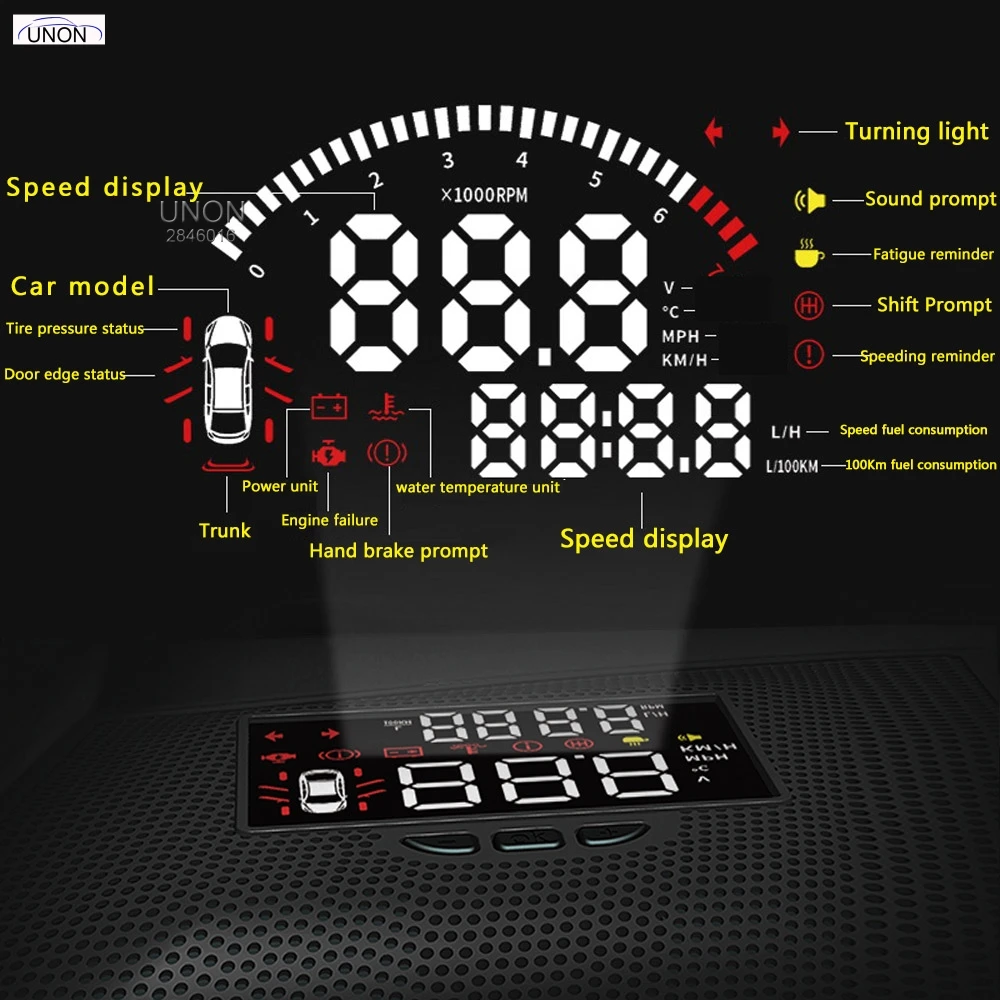 Полностью функциональный HUD Автомобильный дисплей для Toyota Camry~ безопасный экран для вождения OBD Data проектор для ветрового стекла