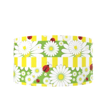 

David accessories 50yards/lot 25mm Flower Printed Ribbon Grosgrain Ribbon DIY Gift Bow Craft Material Home Decoration,50Yc8452