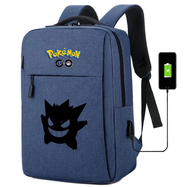 Gengar холст рюкзак usb зарядка школьные сумки Детская сумка на плечо ноутбук дорожная сумка рюкзак для подростков - Цвет: 8