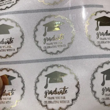 

60 Personalized name Gold Foil 2020 Graduate Hat Classic Round transparent Stickers class of 2020 Thank you favor labels