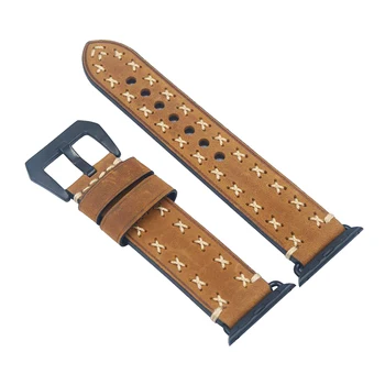 

Brown Replacement Cow Leather Wrist Band Strap for Apple Watch iWatch Series 38mm 42mm