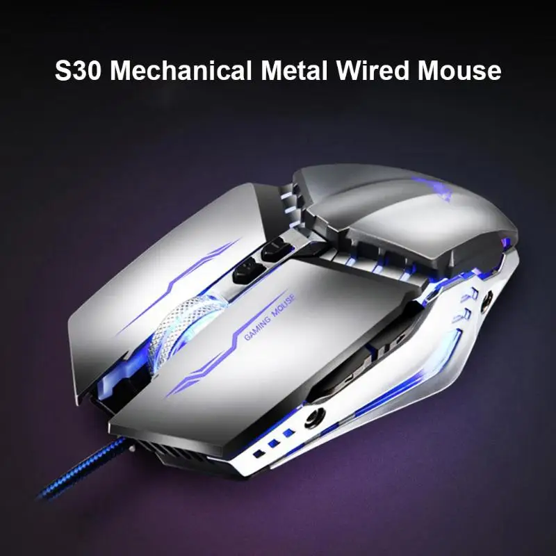 S30 Проводная игровая мышь Механическая 3200 dpi Игровые мыши USB оптическая 4 цвета подсветка программируемая макро мышь для ПК ноутбука