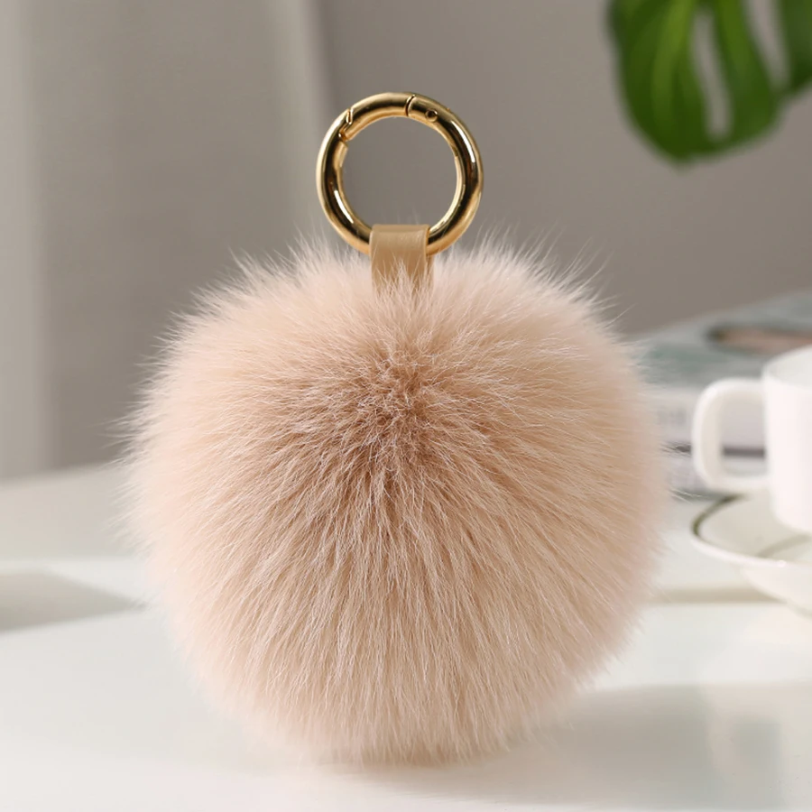 real fur Ananas Keychain Pineapple Strawberry Fruit Fox Fur Pom Poms Women Bag Monster Bag Charm Bugs Pompom Keychain rex rabbit
