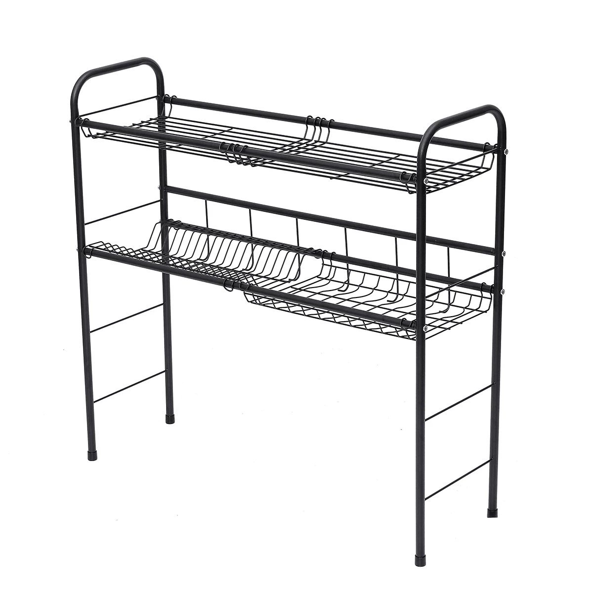 

Black 60/70/80cm Stainless Steel Kitchen Dish Rack Sink Drain Rack One Two Layers Kitchen Organizer Shelf Storage Holder