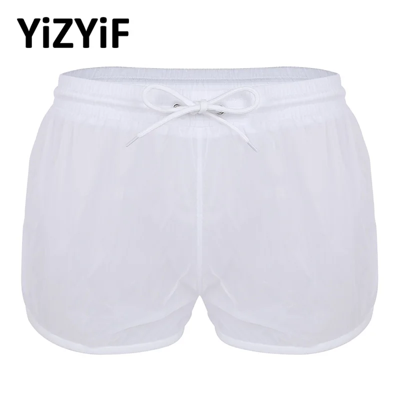 

Mens Swim Briefs Soft See Through Swimwear Men Sexy Swimsuit Beach Boxer Shorts Swimming Trunks Drawstring Lightweight Panties