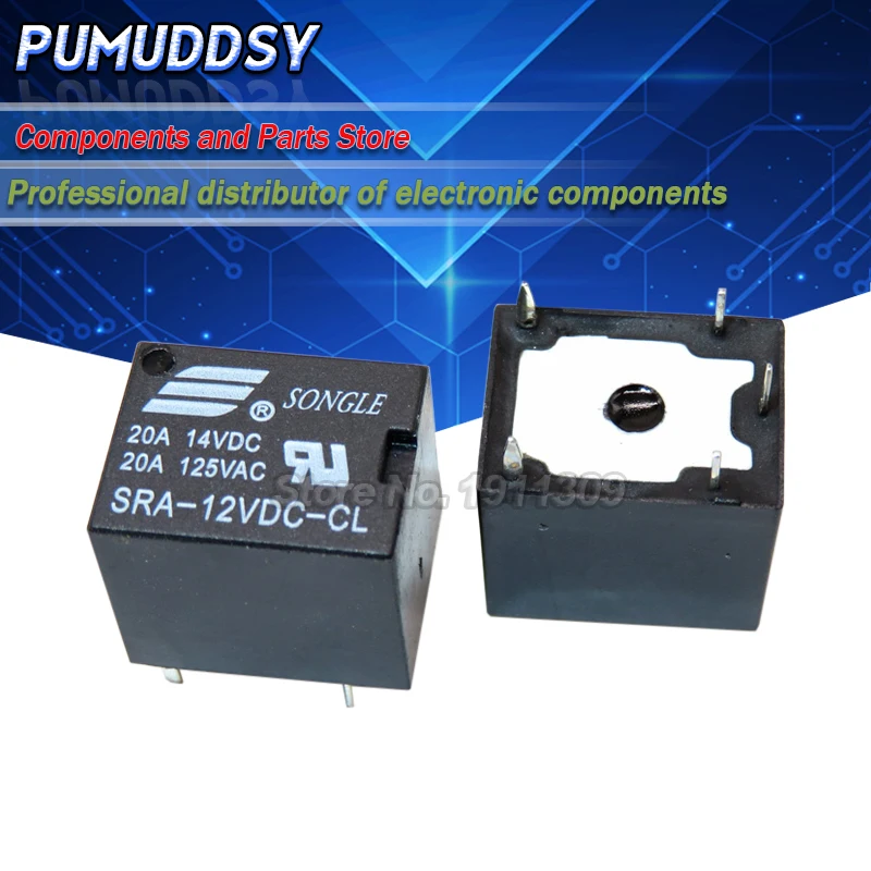 5 шт. в 12 В 24 20A DC реле питания SRA-05VDC-CL SRA-12VDC-CL 5Pin PCB тип наличии Черный Автомобильный |