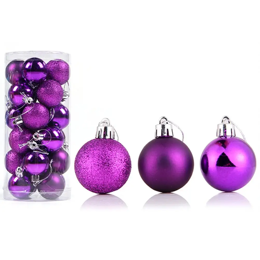 24pcs/lot 6CM Christmas Tree Decor Ball Bauble Xmas Party Hanging Ball Ornament Decorations For Home Christmas Decorations Gift - Цвет: Purple