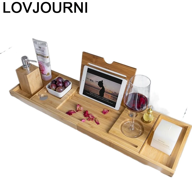 Shower Shelf Douche Rek Bamboo Storage Bathroom Vassoi Vasca Accessories Tablette Bathtub Plateau Baignoire Tub Tray Bath Rack | Дом и сад