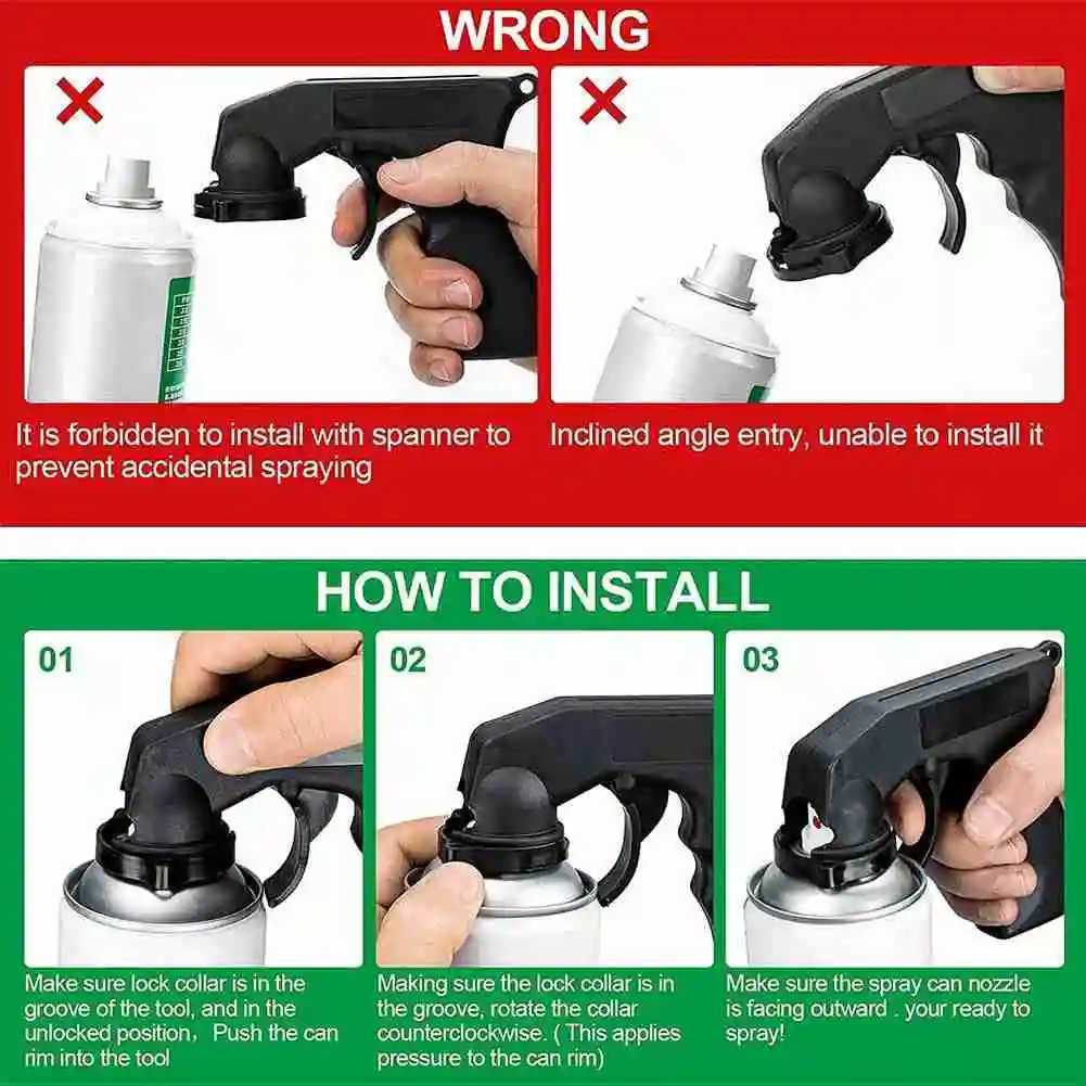 Spray Gun Adaptor Auto Polishing Paint Care Aerosol Spray Gun Handle with Full Grip Lock Car Maintenance Painting Paint Tool