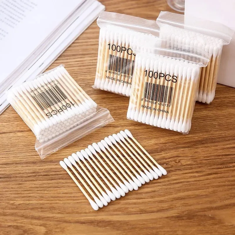 

Wooden Stick Double-headed Cotton Swabs Sanitary Cotton Swabs Beauty Cotton Swabs Useful Cotton Swabs 100PCS/Pack