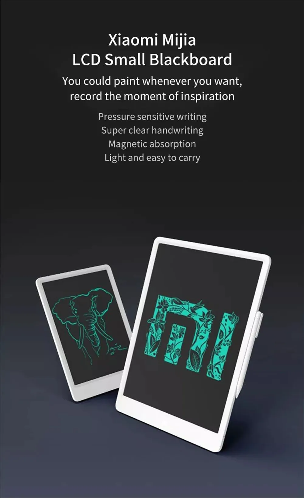 Xiaomi Mijia ЖК-планшет с ручкой 10/13. 5 дюймов цифровой чертежный электронный блокнот для рукописного ввода, графическая плата для сообщений