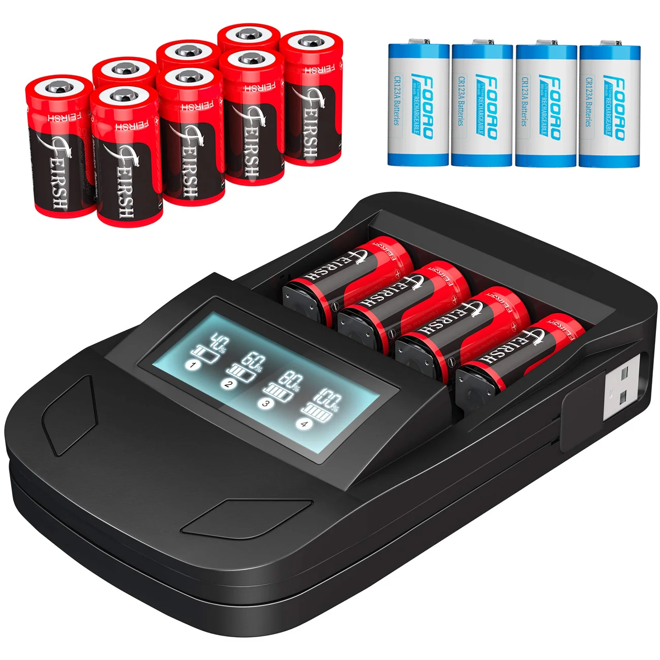 Цифровой USB-дисплей 16340 AA AAA CR17345 CR123A Зарядное устройство 。3 7V 800mAh Аккумуляторы и