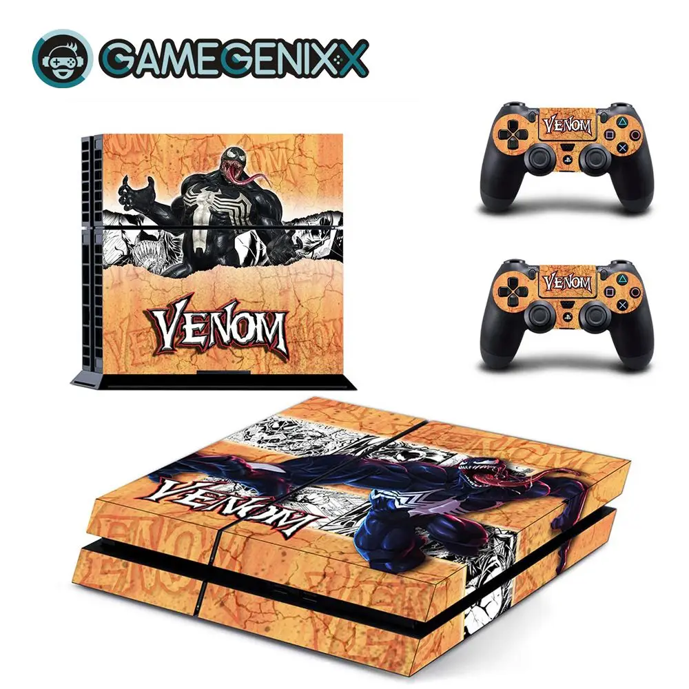 Защитная Наклейка GAMEGENIXX для PS4 консоли и 2 контроллеров-Venom