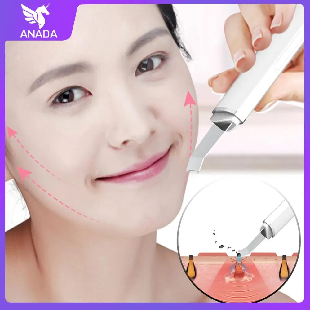 

Anada Ultrasonic Skin Scrubber Deep Face Cleaning Ion Machine Peeling Shovel Facial Pore Cleaner Face Skin Scrubber Lift Machine