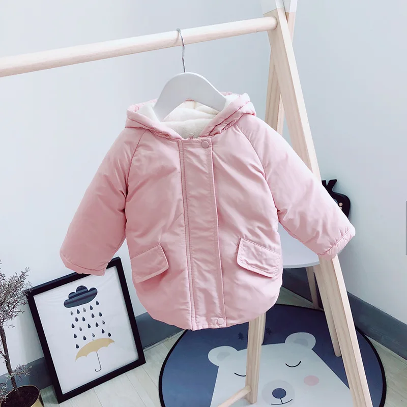 Розовый thick girls plus velvet warm clothes children's clothing jacket - Цвет: Розовый