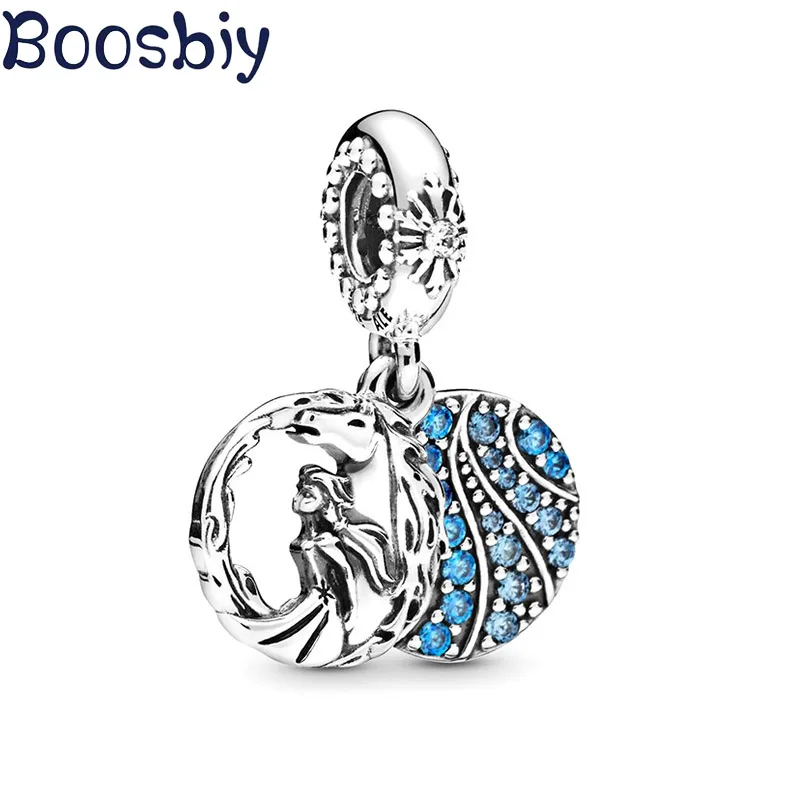 

Boosbiy 2pc 2019 Winter Blue Crystal cartoon Charms Pendants Fit Pandora Bracelet $ Necklace female Jewelry Gift Making