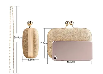 

Fashion Women Clutch Box Evening Party Glitter Chain Hand Bags Wallet Blue Color Hasp Solid Fashion Handbag Handbags For Moms