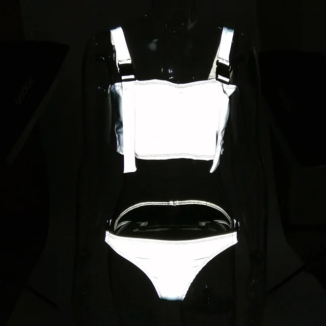 White Reflective Wide Strap Bikini Set 5