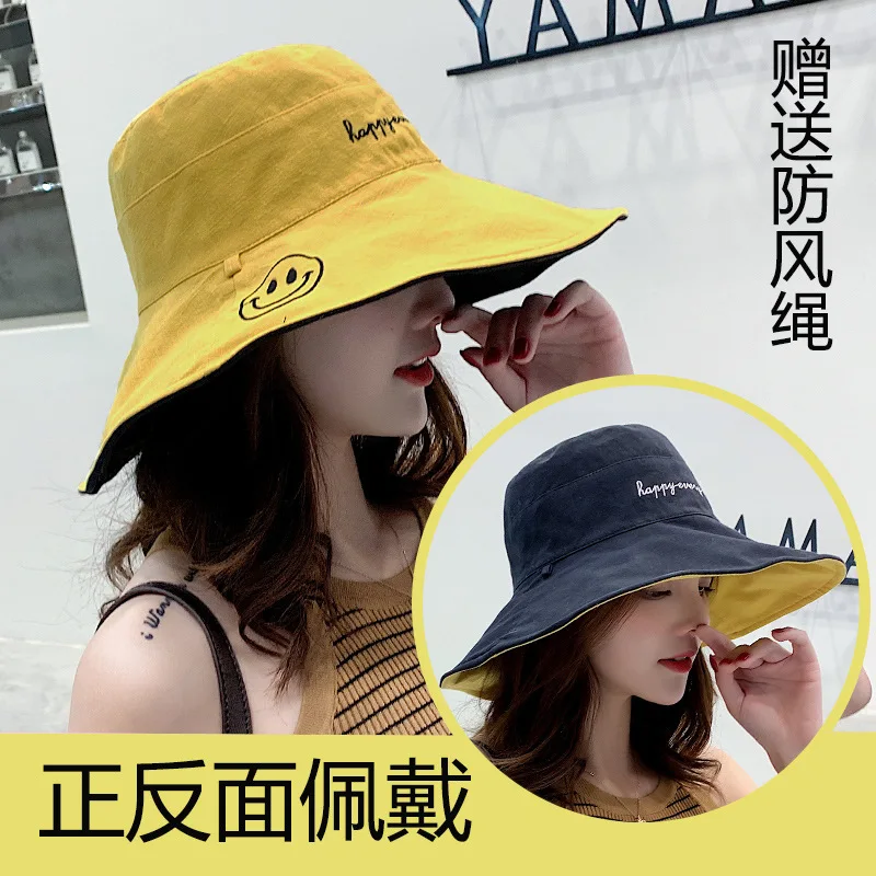 Summer double-sided fisherman's hat children Korean tide sun hat Joker sunscreen UV visor thin basin hats