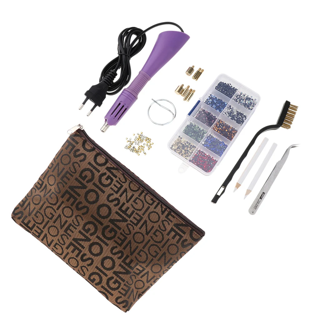 EU Plug Hot Fix Applicator Rhinestone Setter Wand Heater Tool Kit Set