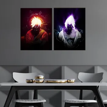 

Canvas Pictures Paintings Wall Artwork Anime 2 Pcs Uzumaki Naruto And Uchiha Sasuke Modular Posters Modern HD Printed Home Deco