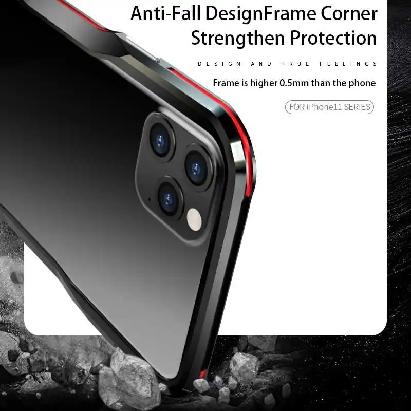 Защитный чехол для IPhone 11 Pro Max, металлический уникальный чехол, закаленное стекло, защита для задней панели телефона, магнитная установка