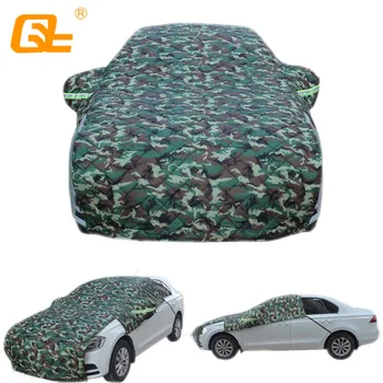 

Universal half car covers Winter plus cotton thickened half Waterproof Rain Snow Car Umbrella camouflage for Hatchback sedan SUV