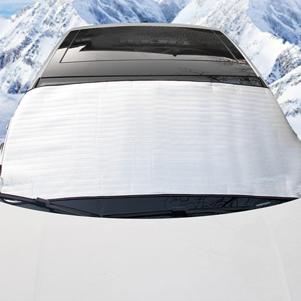 

2Pcs Car Winter Snow Windshield Visor Shield Cover Snow Frost Protection Car Front Shield Glass Sun Shield Silver Cover