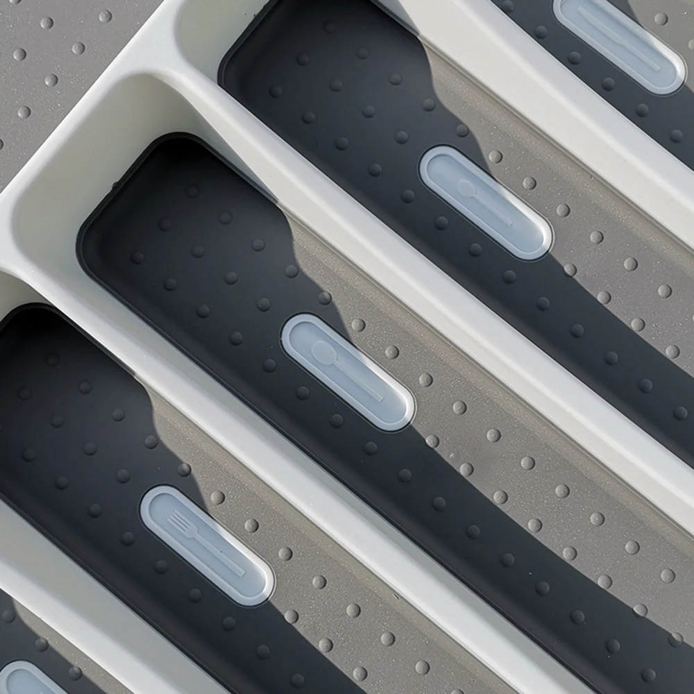 6 Compartments Cutlery Tray Kitchen Drawer Organizer Spoon Knife Fork Separation Plastic Storage Box Kitchen Tableware Tray