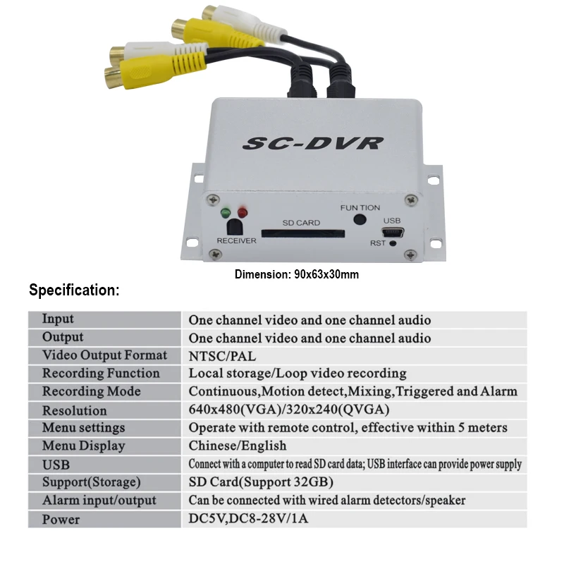 Мини видеорегистратор с поддержкой 32 Гб sd-карты, запись видео в реальном времени, обнаружение движения, сигнализация, вход/выход, система безопасности VGA
