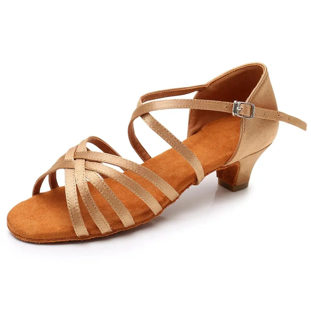 New Latin Dance Shoes Ladies Dancing Shoes Professional Women Sneaker Girls Jazz Ballroom Salsa Dance Shoes about 3.5cm Low Heel - Цвет: Beige