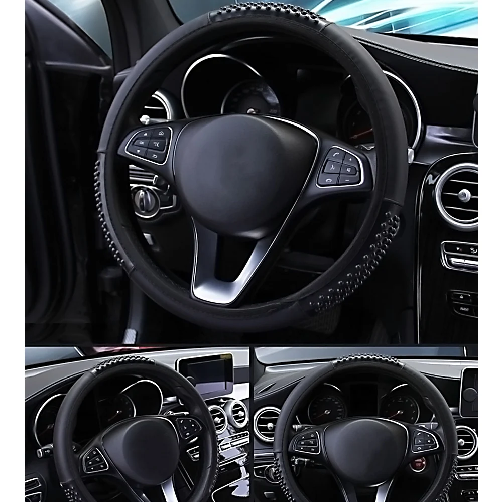 FORAUTO Противоскользящий чехол рулевого колеса автомобиля мягкий автомобиль-Стайлинг 37-38 см из искусственной кожи рулевые Чехлы универсальные автомобильные аксессуары