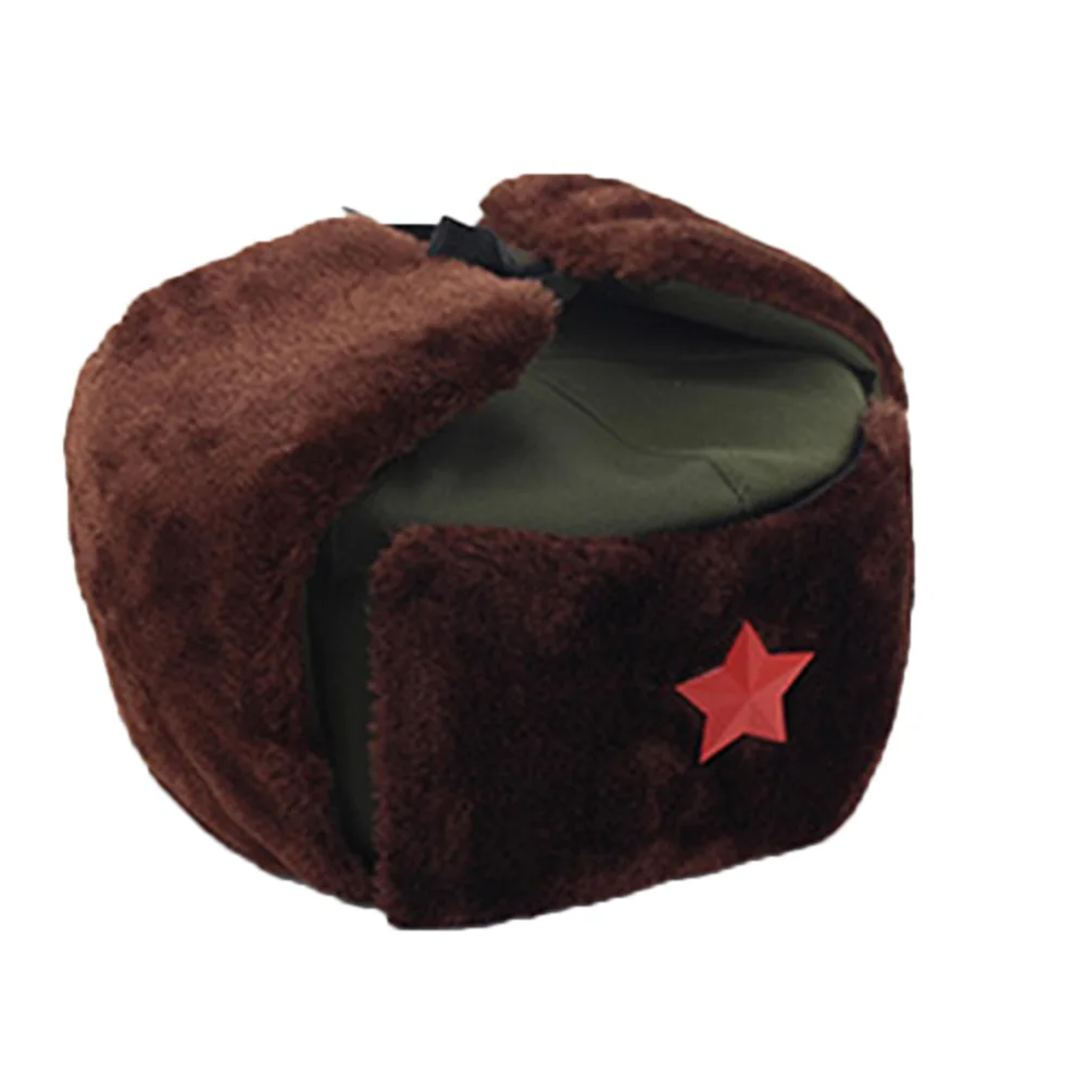 Китайский Русская Армия Trooper Hat Ushanka Зимняя Зеленый Теплый Cap С Красной Звезды, Знак