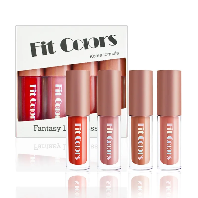 4 Colors Lip Gloss Set Silky Matte Lasting Waterproof Non-Stick Cup Easy Dyeing Liquid Lipstick Makeup Tool |