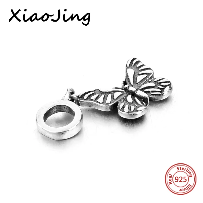 XiaoJing Key Charm Genuine 925 Sterling Silver Vintage Pattern Charms Fit Pandora Bracelet Fine Jewelry for Women Gift wholesale