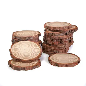 

20pcs Natural Wooden Slices Craft 3.5 Inch to 4 Inch Tree Bark Wood Circles Tree Slices for DIY Crafts Christmas Wedding Decors
