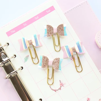 

Gift laser bow-knot Fresh School Creative set Student Supply,Lovely Children Folder set,4pcs Paper Clip